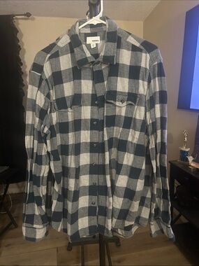 Sonoma Blue and Gray Plaid Button-Down Shirt